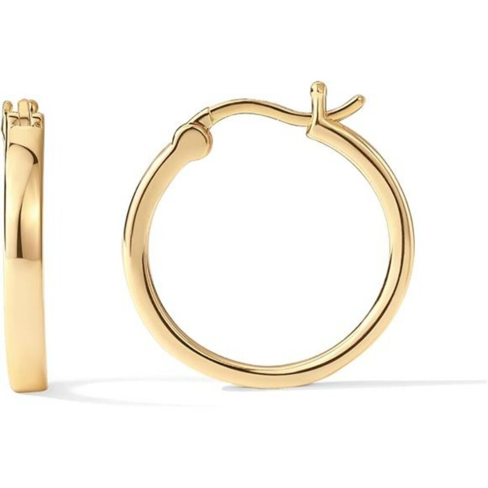 Small gold hoop earrings 14K plated 925 sterling silver post lightweight 20mm